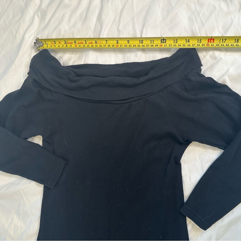 Vintage Forenza Italy Black Off Shoulder Knit Dress Women’s M Cotton 3/4 Sleeve - Picture 10 of 14